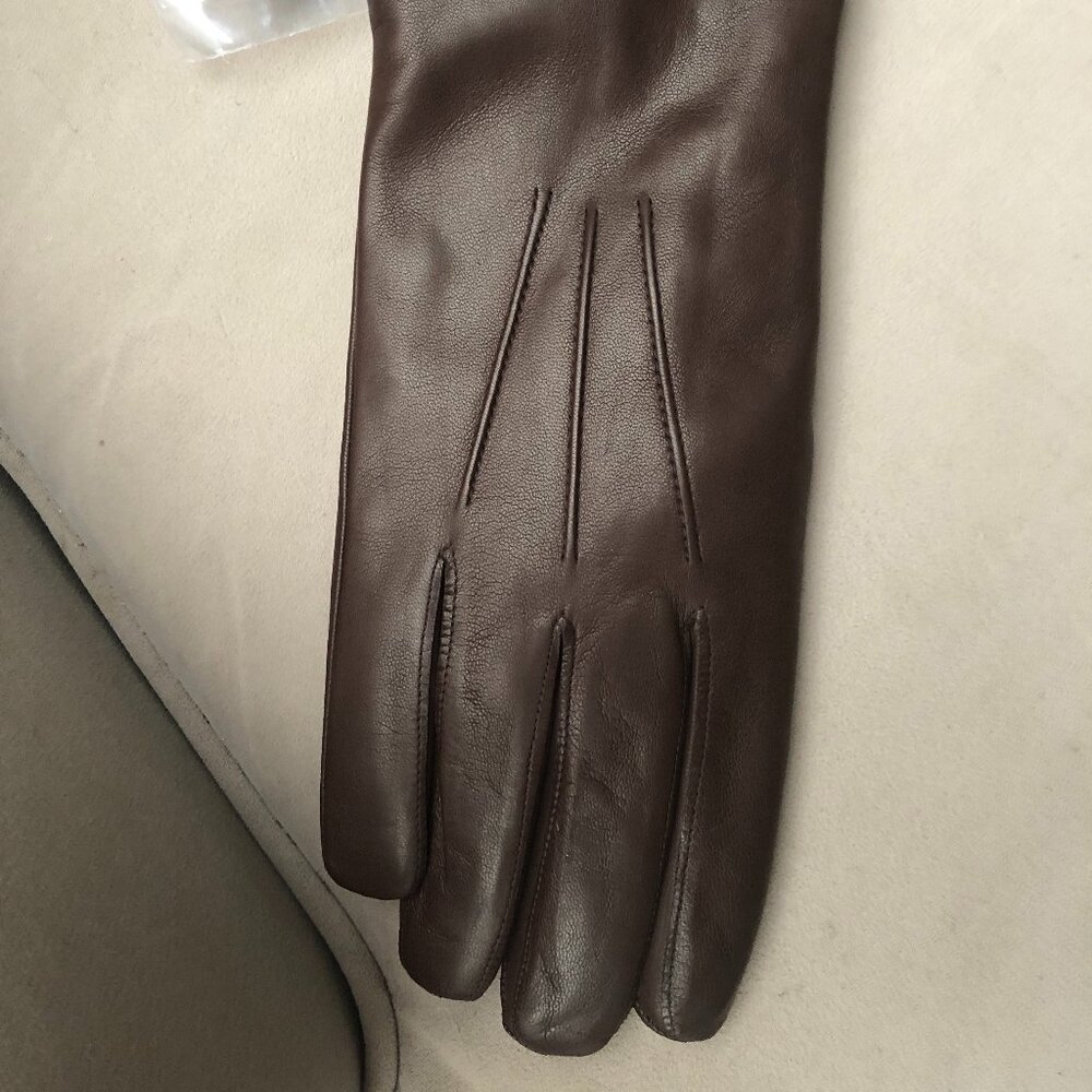 NEW FratelIi Orsini Men's Italian Brown lambskin gloves  w/rabbit fur lining